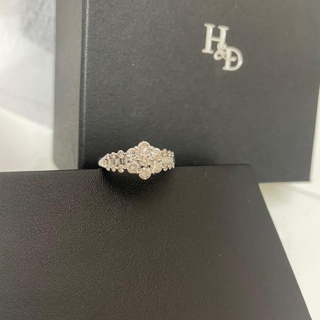 フラワー　プラチナ950 ダイヤモンド リング　指輪 13号