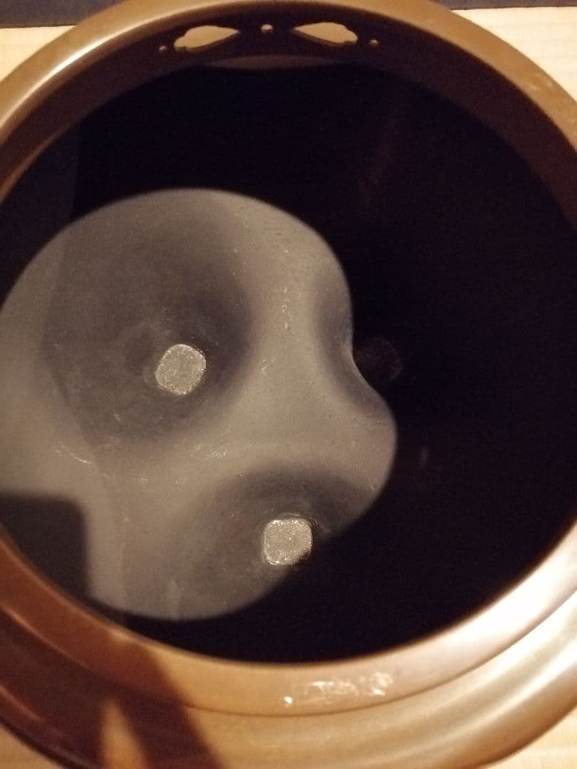 茶事具】釜師政光、風炉師雄芳造 唐銅朝鮮風炉釜 茶釜 釜