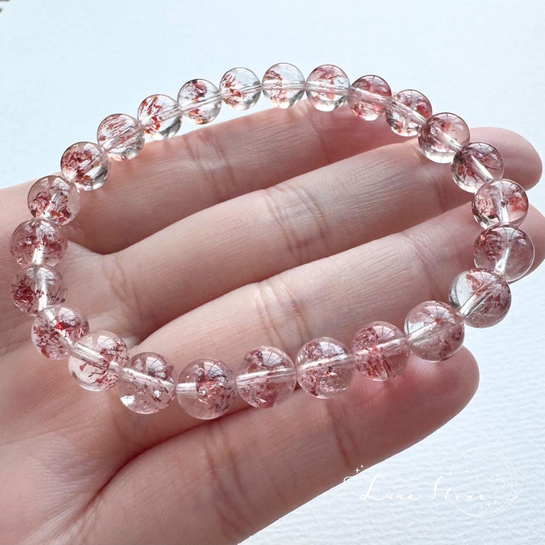 鑑別書付き レピドクロサイトインクォーツ】天然石 ブレスレット