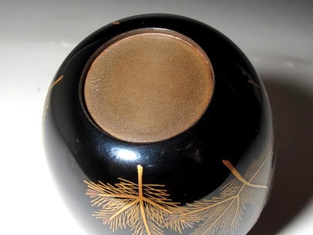 千家十職 中村宗哲 御所車蒔絵大棗 裏千家鵬雲斎花押の逸品☆z775