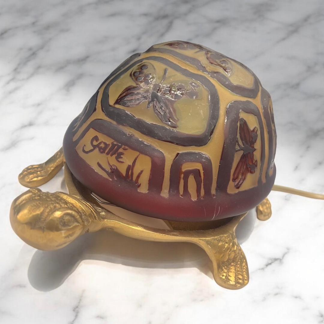 ◇証明書付◇Emile Galleエミールガレ 亀 卓上ランプ カメオ彫り