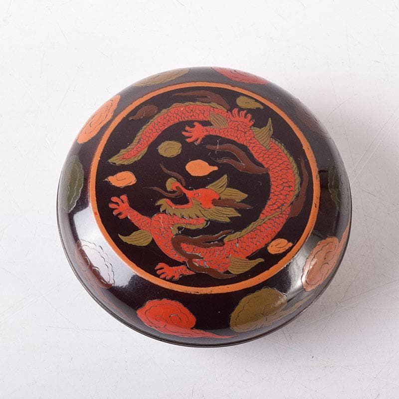 茶道具　時代漆塗　雲龍蒔絵　香合　時代箱　V　R8344