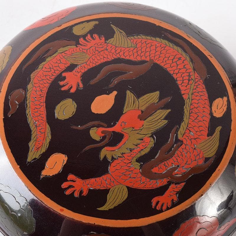 茶道具　時代漆塗　雲龍蒔絵　香合　時代箱　V　R8344