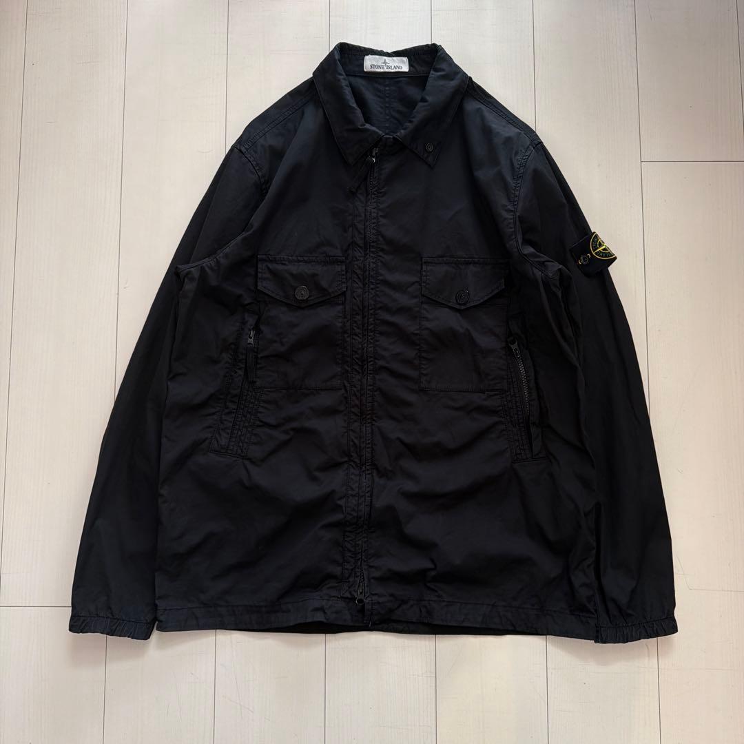 早い者勝ち！Stone Island L ブラックガーメントダイシャツジャケット