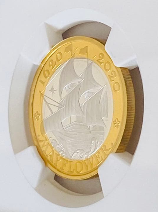 2020年 イギリス メイフラワー号出航400周年2色銀貨 NGC PF70UC