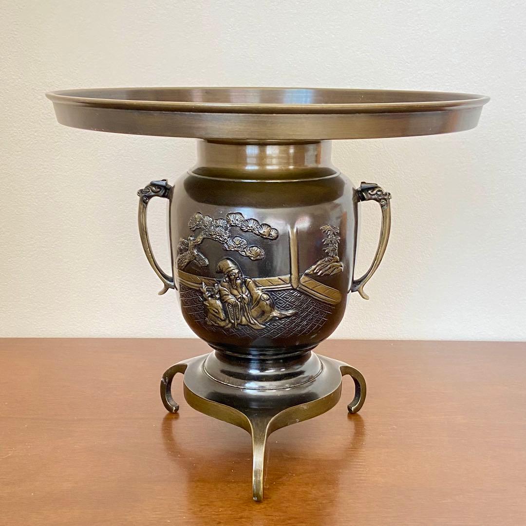 AG63 中光作 薄端 唐子 花入 花器 唐銅製 華道具