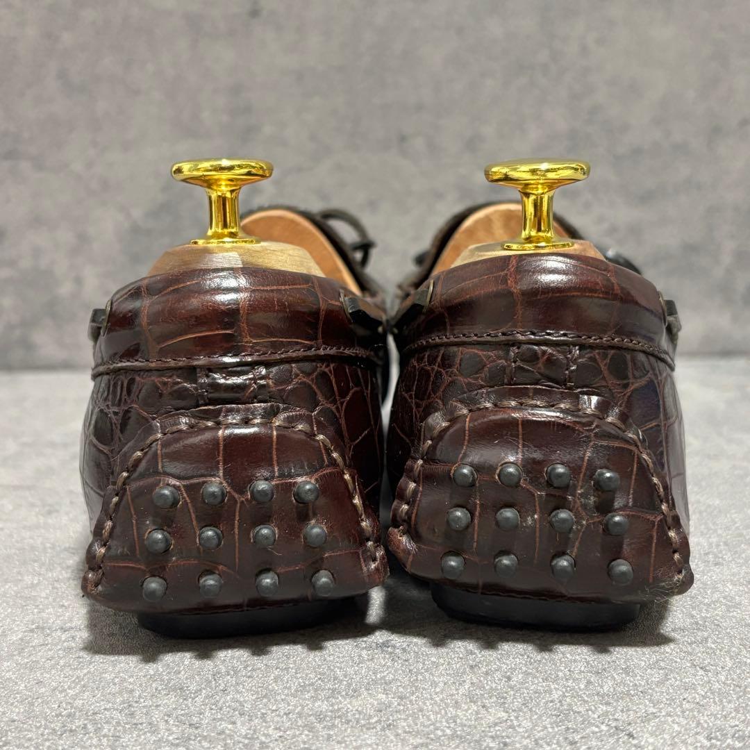 未使用級　コールハーン　ドライビングシューズ　クロコ型押し　ブラウン　1918
