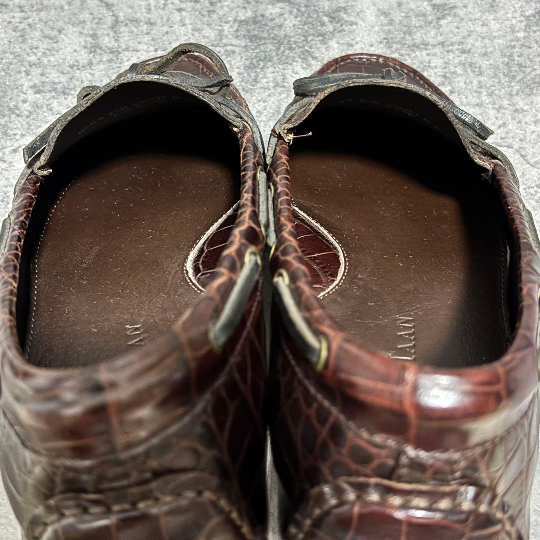 未使用級　コールハーン　ドライビングシューズ　クロコ型押し　ブラウン　1918