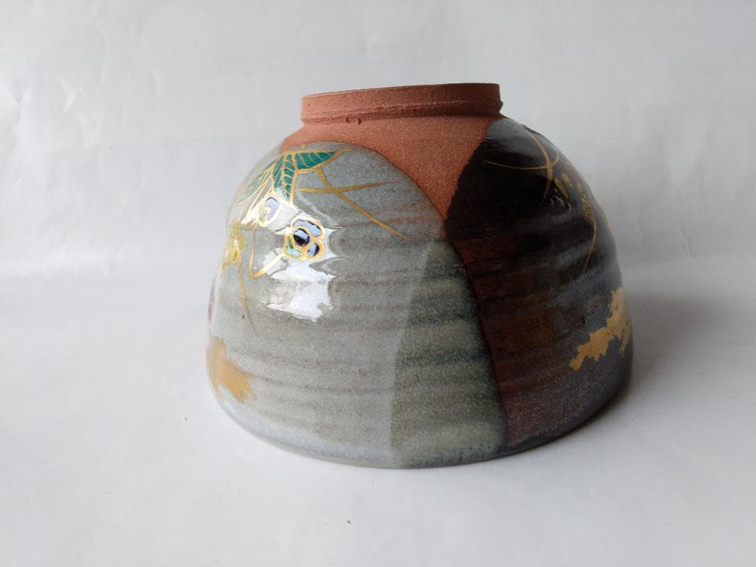 京焼 宮川香せつ 造 春の野 茶碗 共箱 金彩 茶道具 茶器 抹茶碗 新品