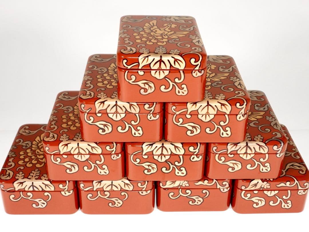 輪島塗 木製漆器 沈金 ちらし弁当、10客　高級美術