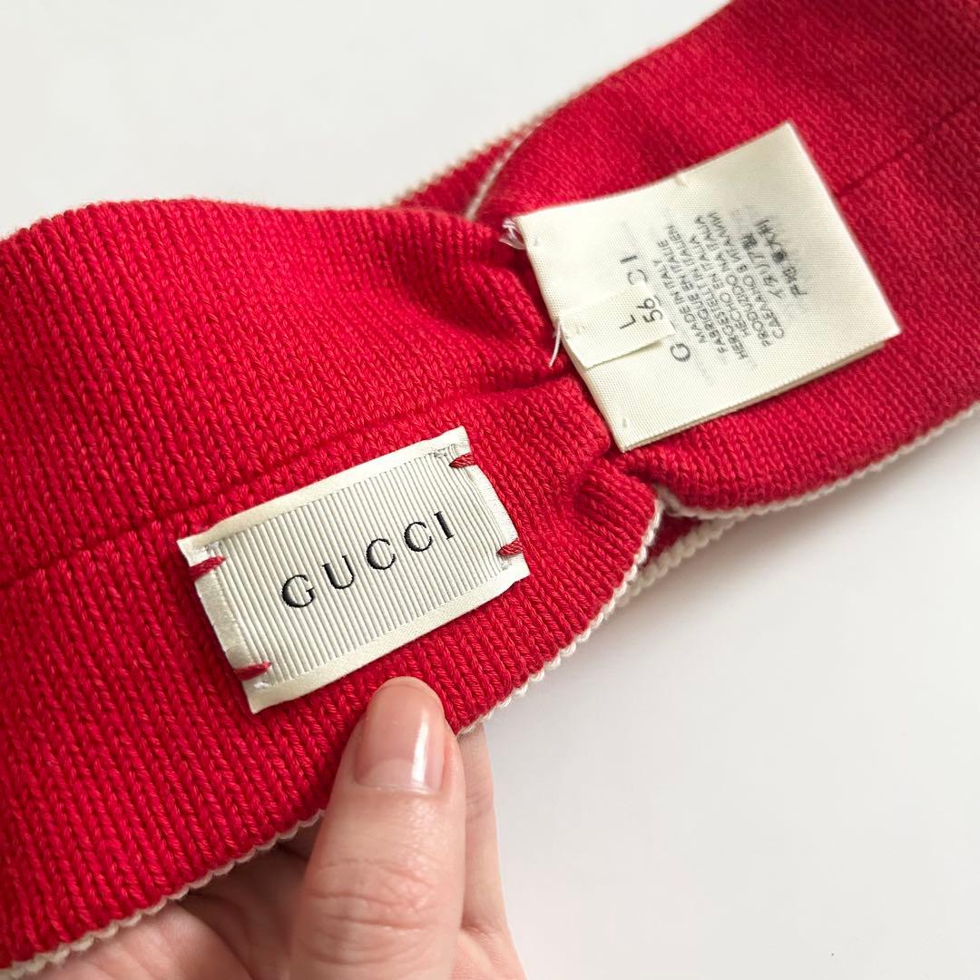 新品　グッチ GUCCI ヘアバンド ターバン フラワー 花 刺繍 ニット