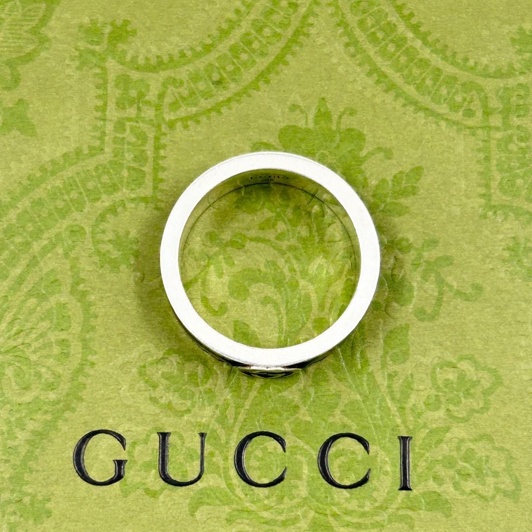 美品✨　グッチ　GUCCI リング　アラベスク　インターロッキング　エナメル　燻