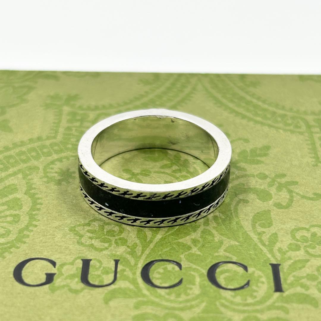美品✨　グッチ　GUCCI リング　アラベスク　インターロッキング　エナメル　燻