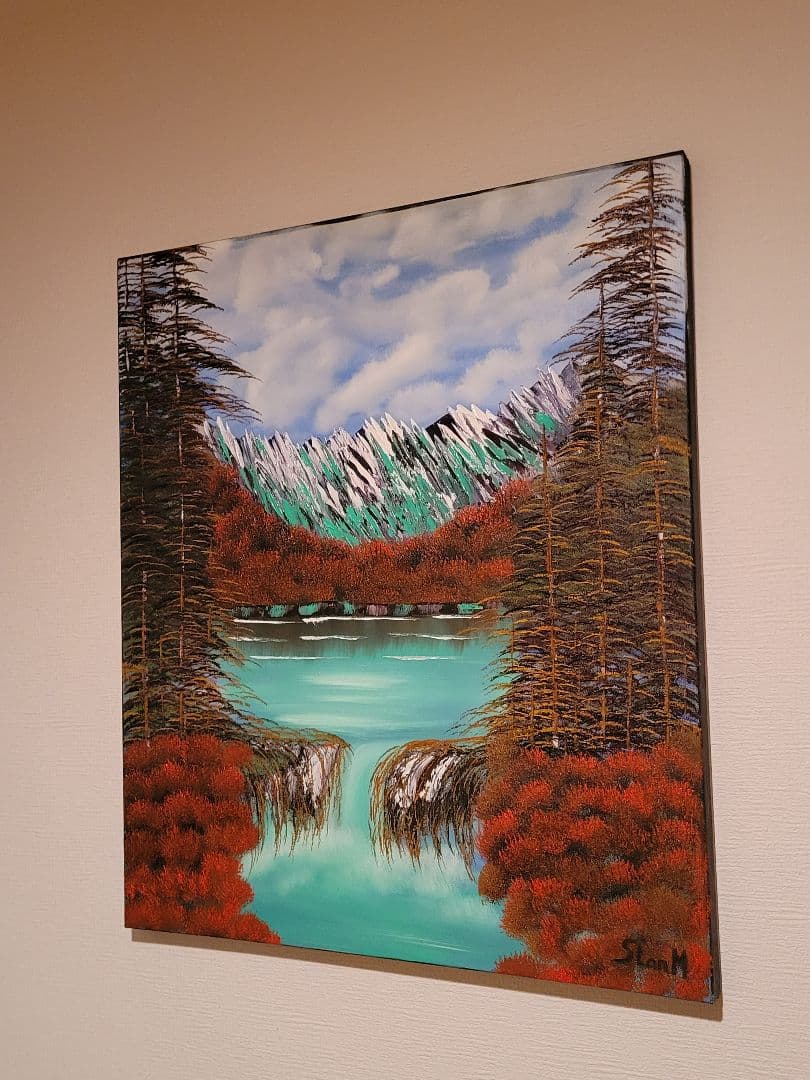 絵画 Mountain Waterfall