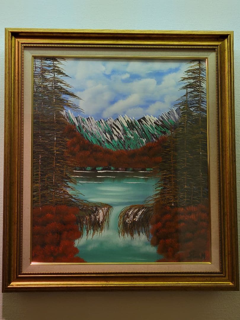 絵画 Mountain Waterfall