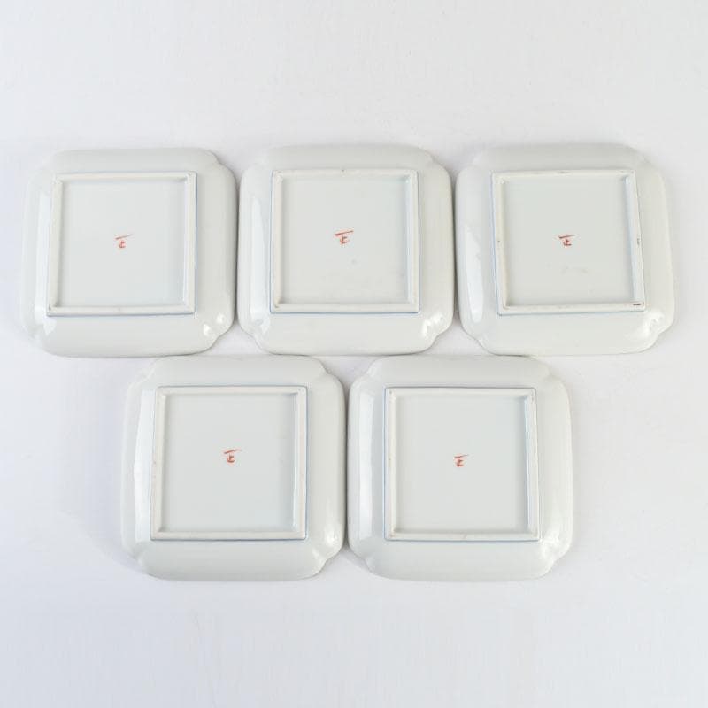 和食器 九谷焼 竹村正一作 色絵 稲穂に雀図 皿揃 五客 共