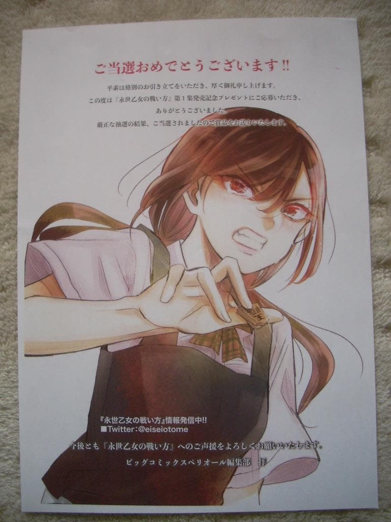 永世乙女の戦い方 クリアファイル 直筆サイン入 スペリオール当選品