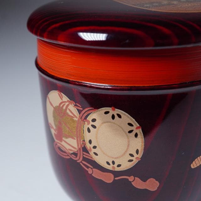 佐藤松斎 楽器蒔絵珠光棗 共箱 茶道具 茶器 輪島塗蒔絵師