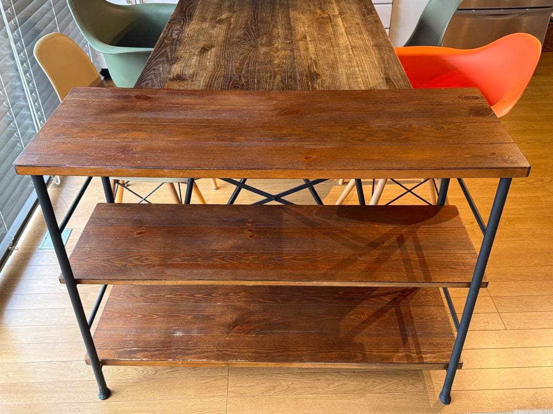 【引取り優先】木製ダイニングテーブル 椅子 シェルフセット売り