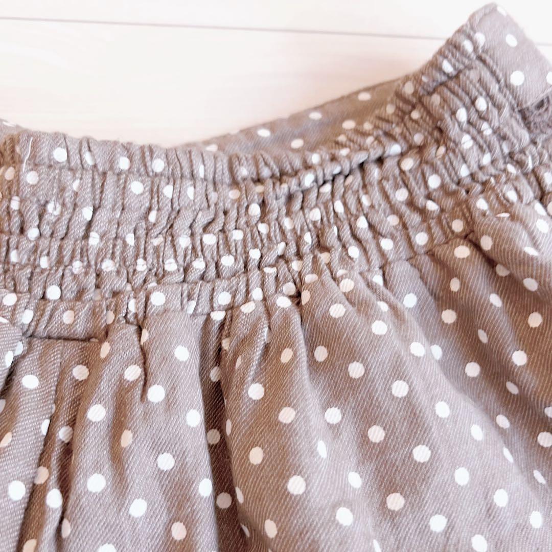 リズリサ ダークブラウン ドット柄 レースフリル キュロット