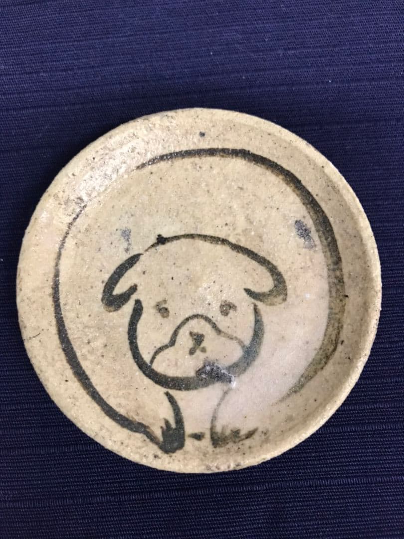 瀬戸の豆皿(石皿)  仔犬  5枚組 (A)