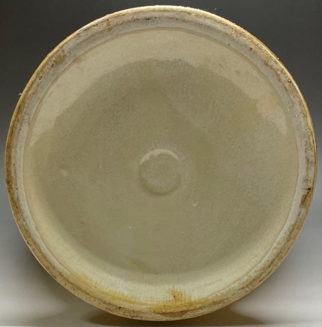 薩摩焼 色絵 金蘭手 武士美人図 花瓶 壺 飾壷 36cm v49