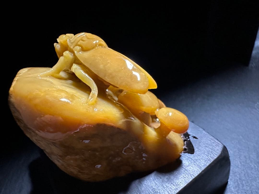 36寿山石 田黄 蝉 置物 縁起物 手彫り 原石