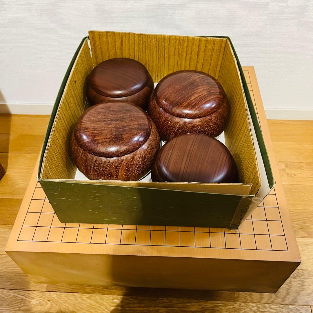 【美品】 高級囲碁セット 碁盤 本桂 碁盤セット 碁石付き 脚付き へそ有