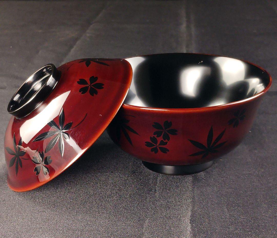 Y3112-2 懐石道具 漆器 金彩 遠山春花蒔絵 椀 7客 共箱