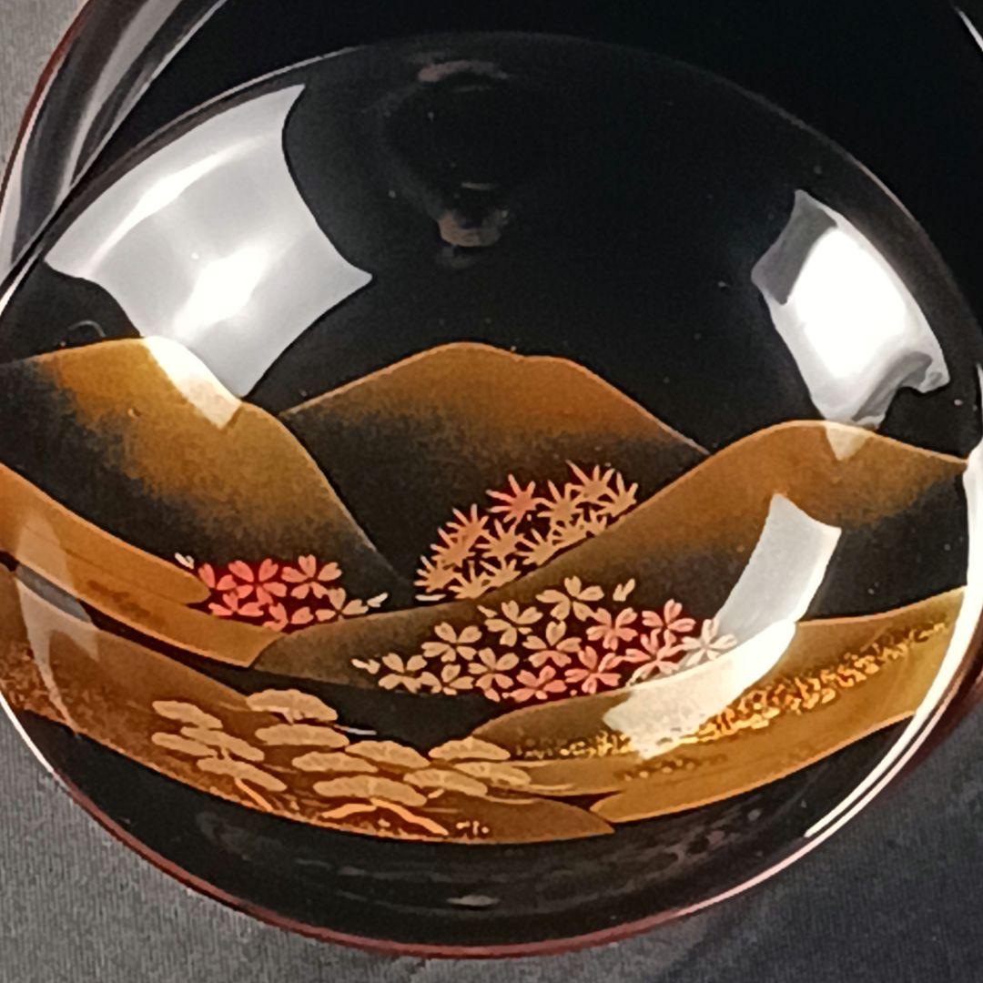 Y3112-2 懐石道具 漆器 金彩 遠山春花蒔絵 椀 7客 共箱