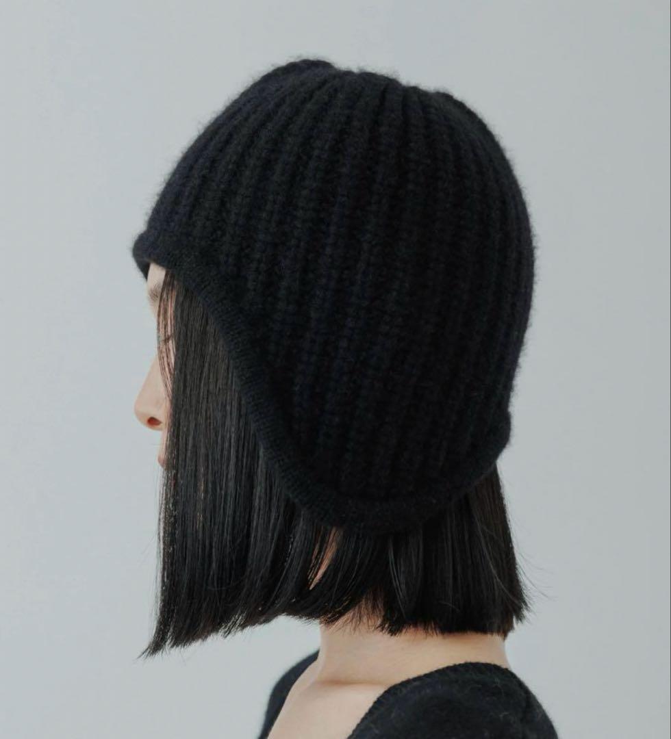 yo biotop ニット帽 リブ編み 黒 ビーニー帽子 yo biotop ニット帽 リブ編み 黒 ビーニー帽子 yo biotop ニット帽