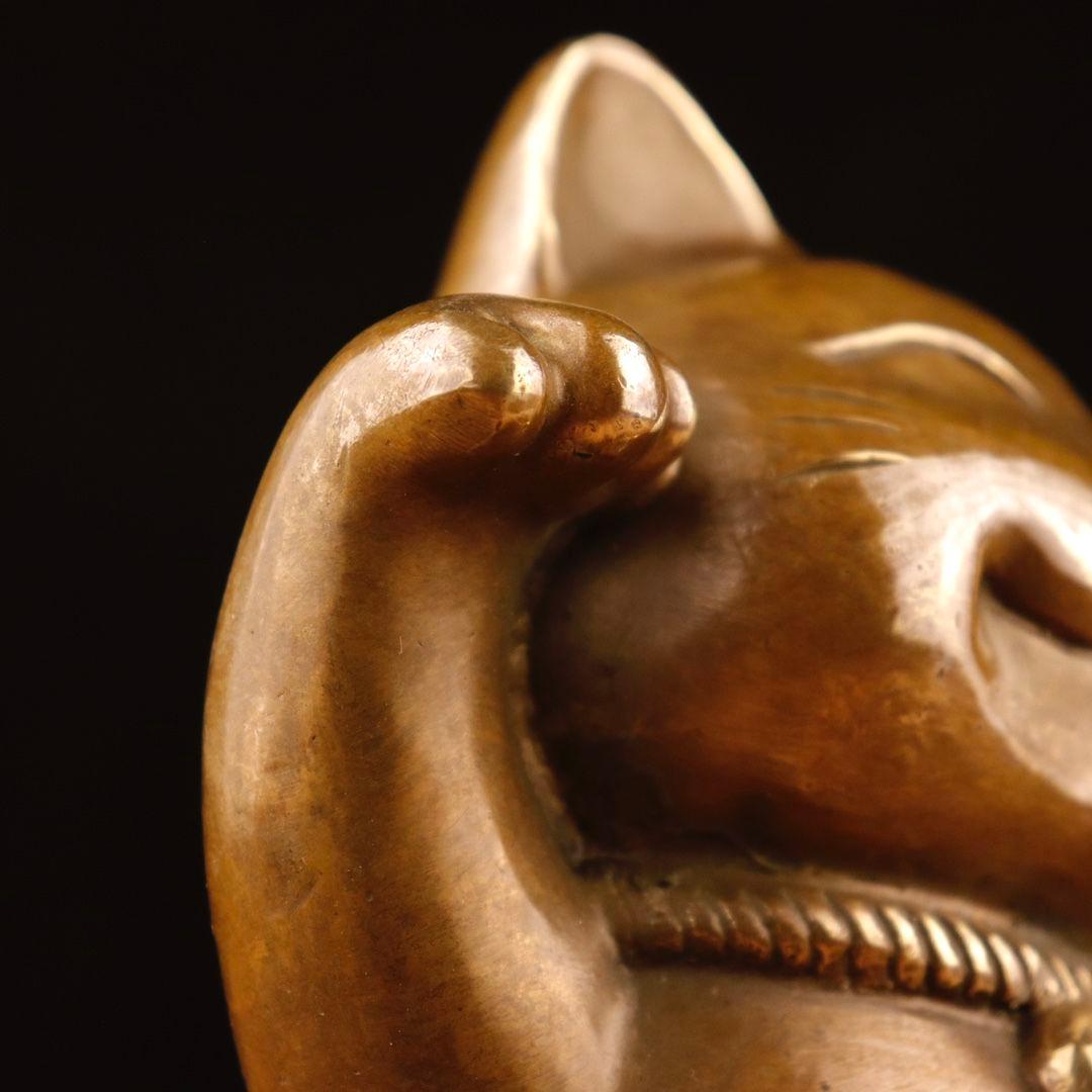 銅制 招財猫 招財進宝 茶台茶寵 自宅 オフィスカウンター 装飾品 工芸品 置物