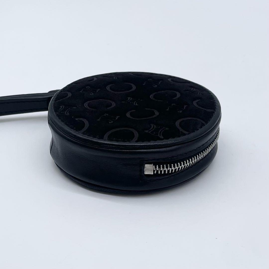 【極美品】 CELINE レザー ケース 小銭入れ 丸型 プレート 黒