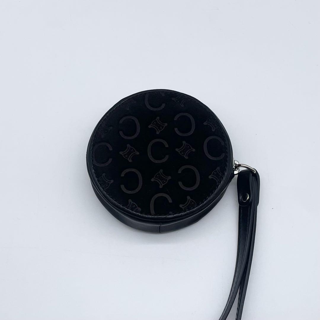 【極美品】 CELINE レザー ケース 小銭入れ 丸型 プレート 黒