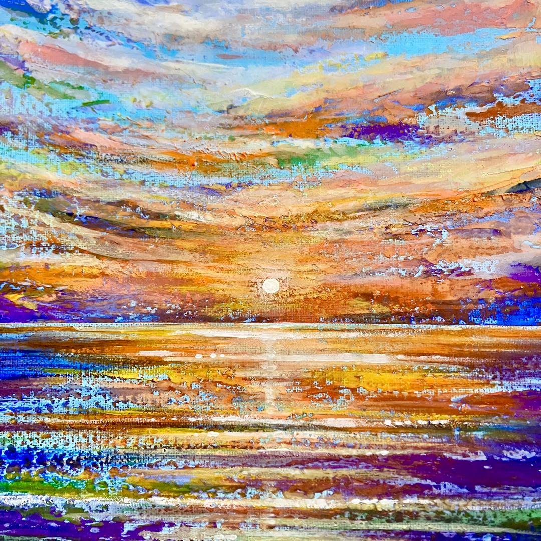 sunset＊絵画　原画　風景画　テクスチャーアート　海　夏　夕日　ハワイ　沖縄
