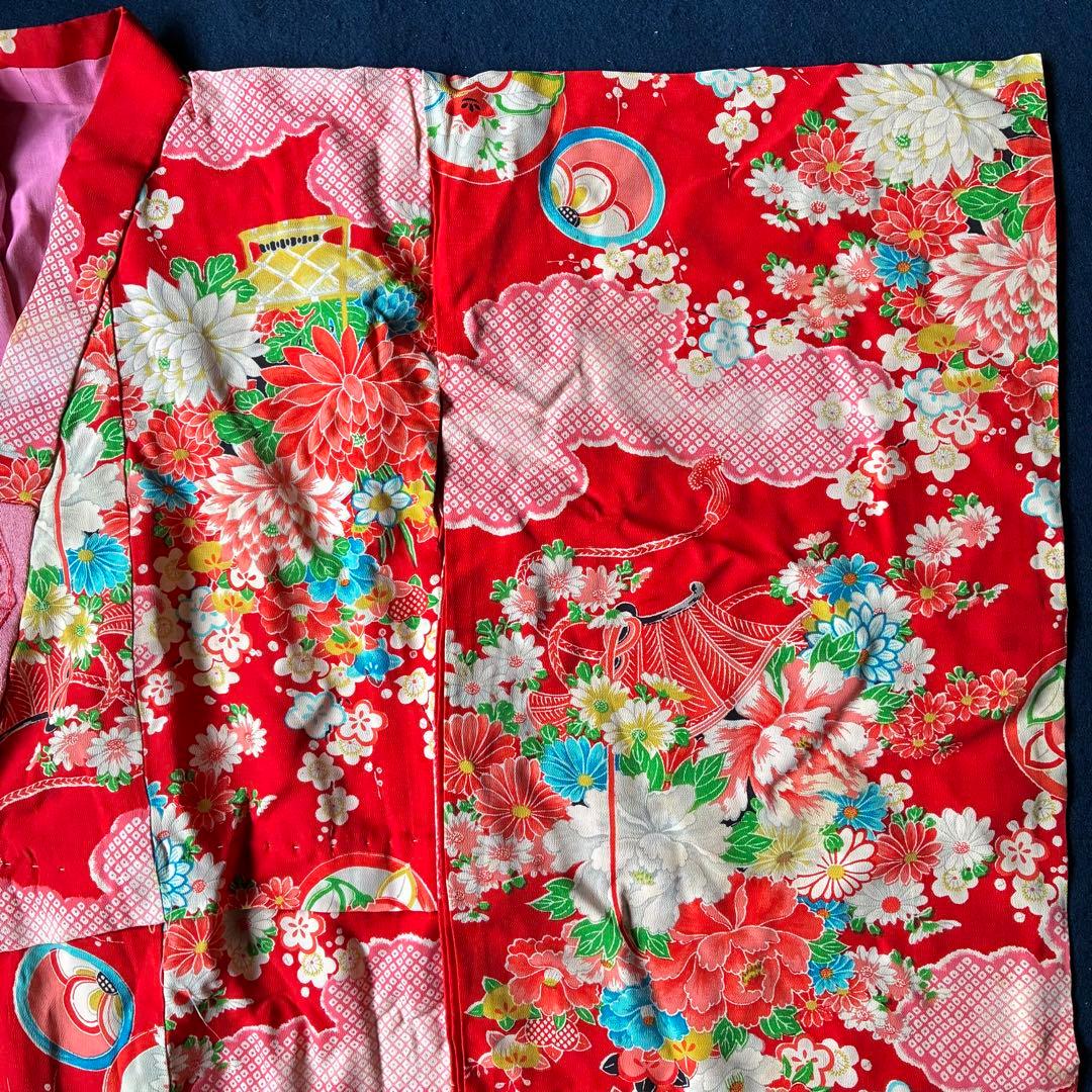 56 アンティーク子ども錦紗綸子着物3枚襦袢3枚おまとめ売り材料正絹