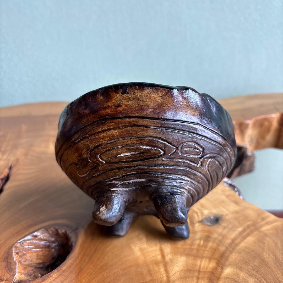 四足陶うるし茶碗 小崎陶仙造 美濃白川 昇龍窯 抹茶碗 茶道具 共箱