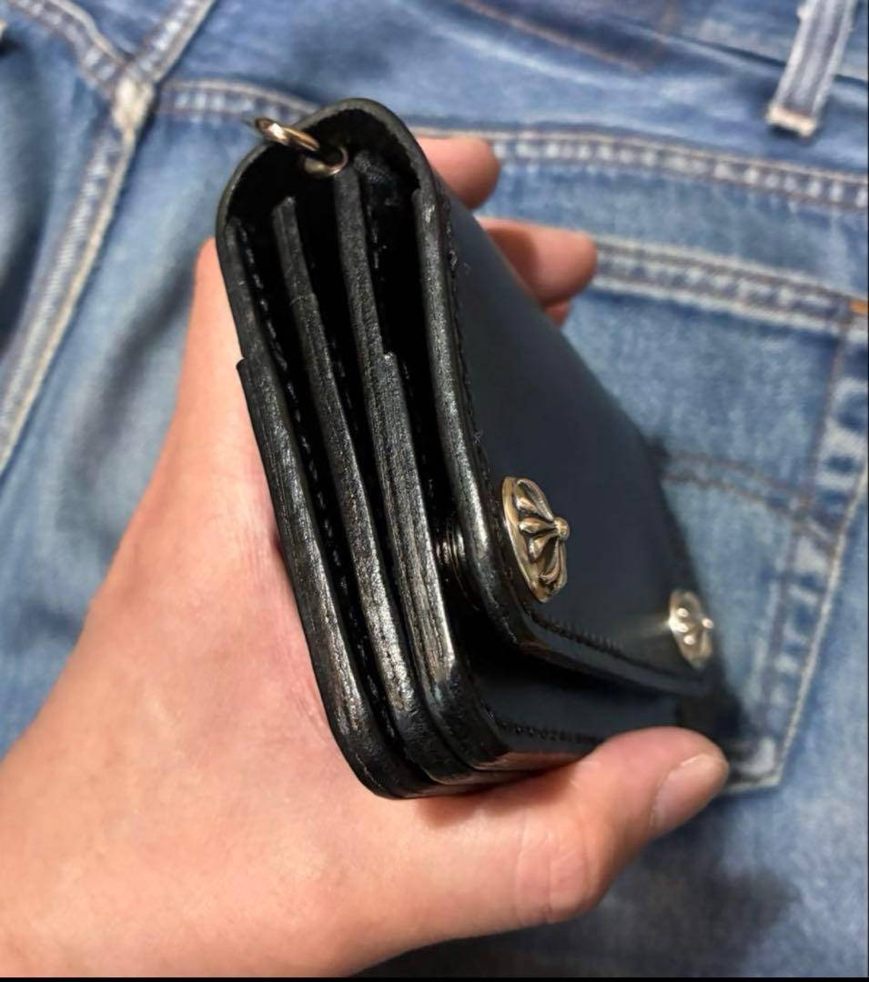 トラッカーウォレットショートサイズ　シルバー925クロスボールコンチョカスタム