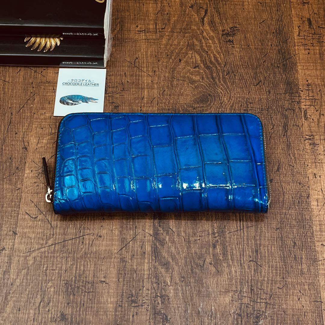 クロコダイル メンズ長財布 ラウンドファスナー 新品 未使用 送料無料