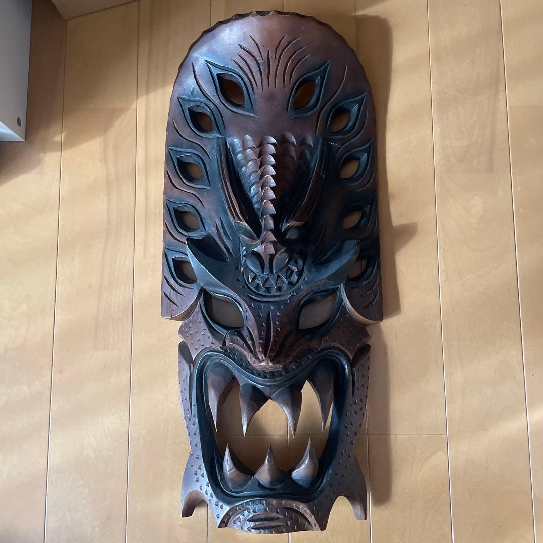 木製彫刻マスク 木彫マスク(お面) ブータン NNM-07 : アウタサイト - 通販 - Yahoo