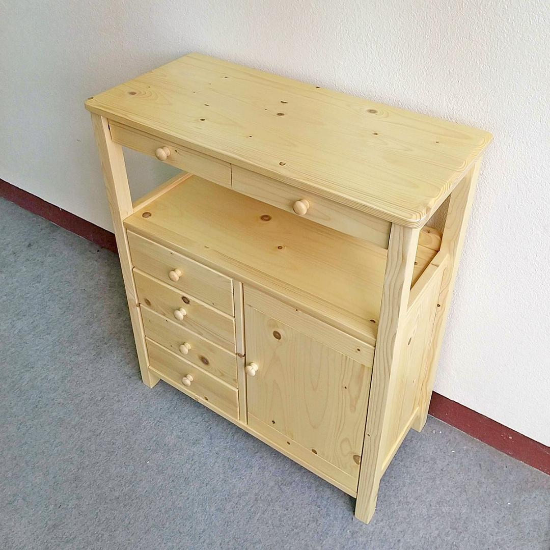 未使用訳あり 電話台 FAX台 キャビネット パイン材 ナチュラル