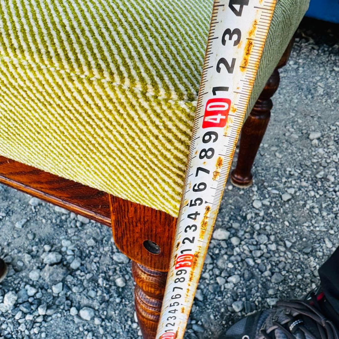 美品！三越家具Brugge(ブルージュ) オーク材クラシック スツール グリーン