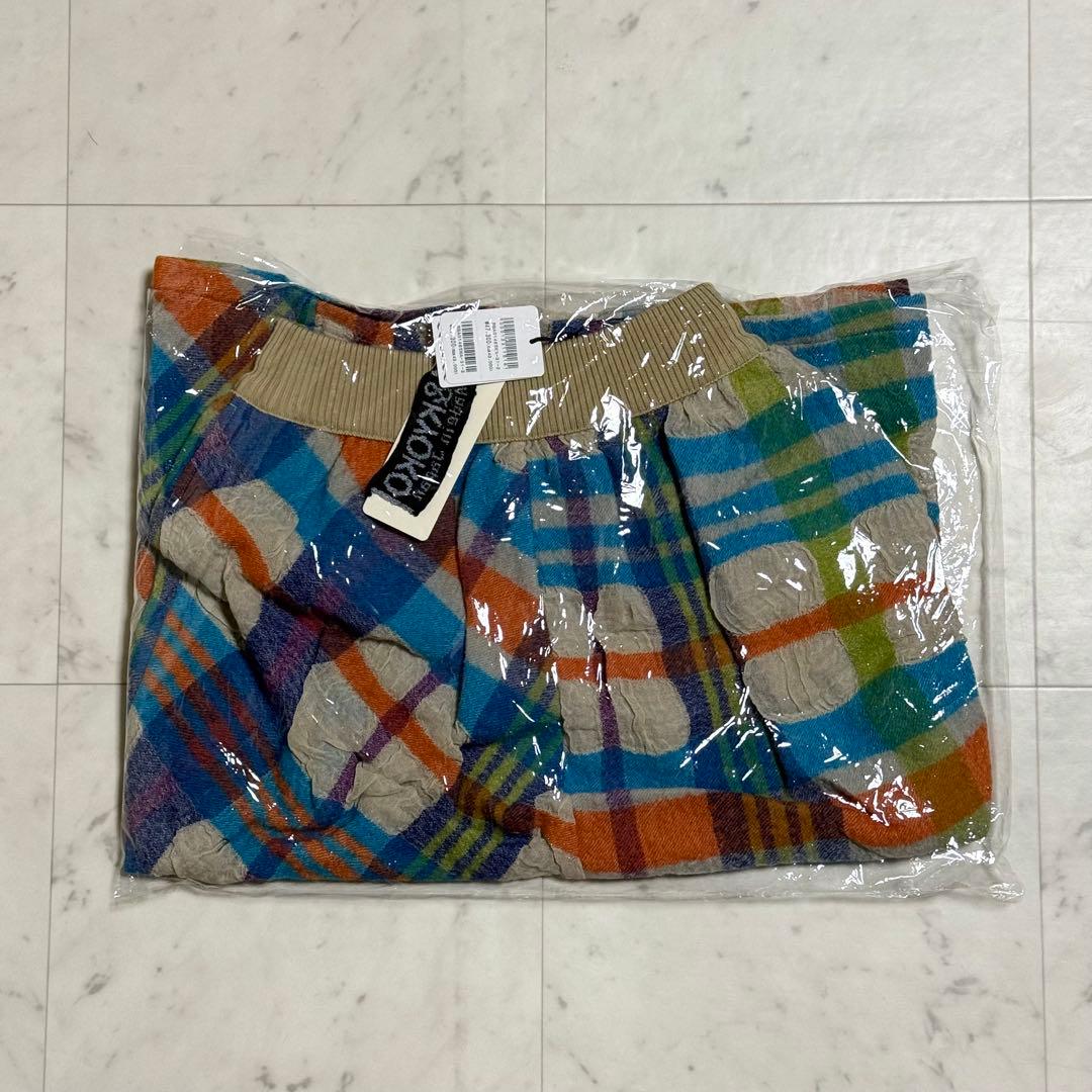 未使用タグ付 M.&KYOKO フレアスカート コットンウールチェック ガーゼ調