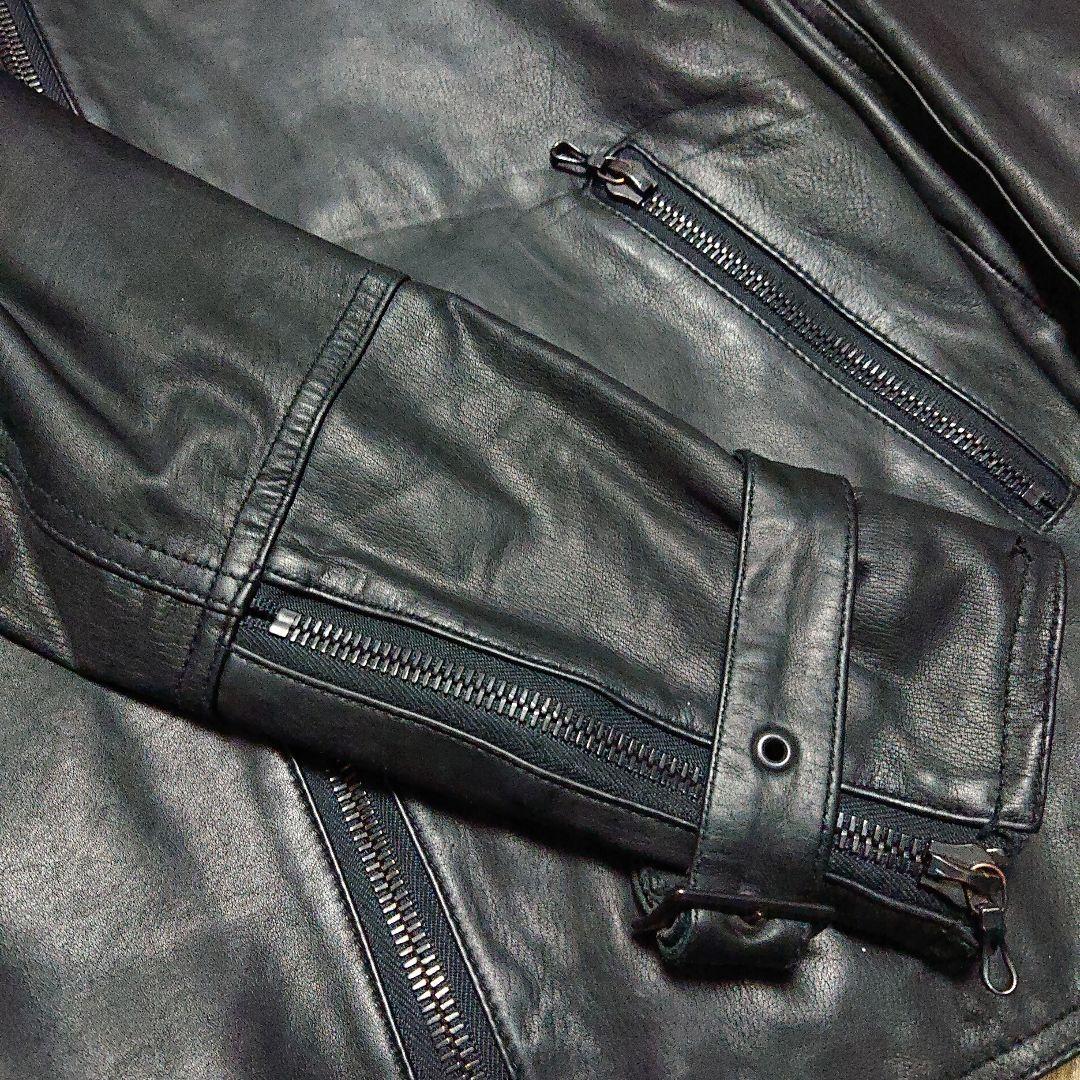 SHELLAC カウレザーライダースジャケット ラビットファー特別仕様【超