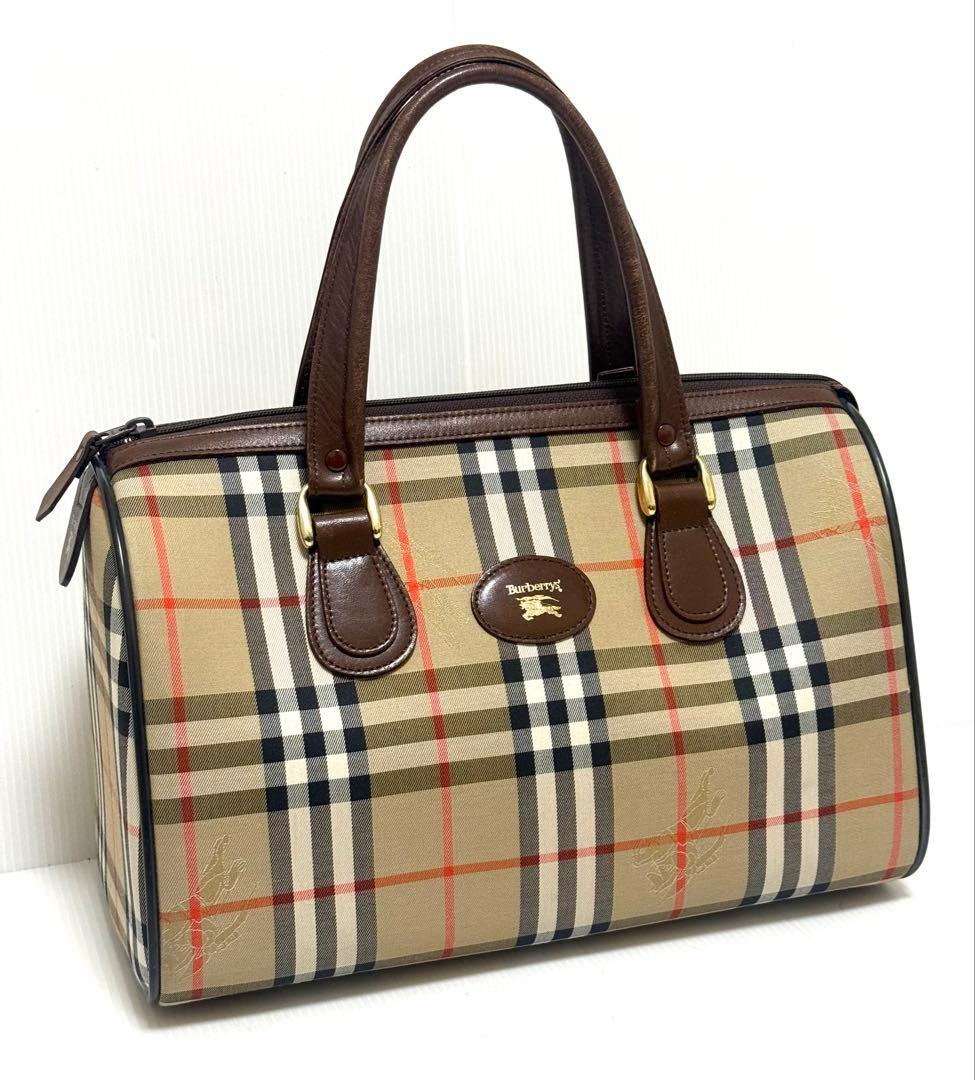 美品♪ オールド バーバリー Burberry ミニボストン ハンドバッグ