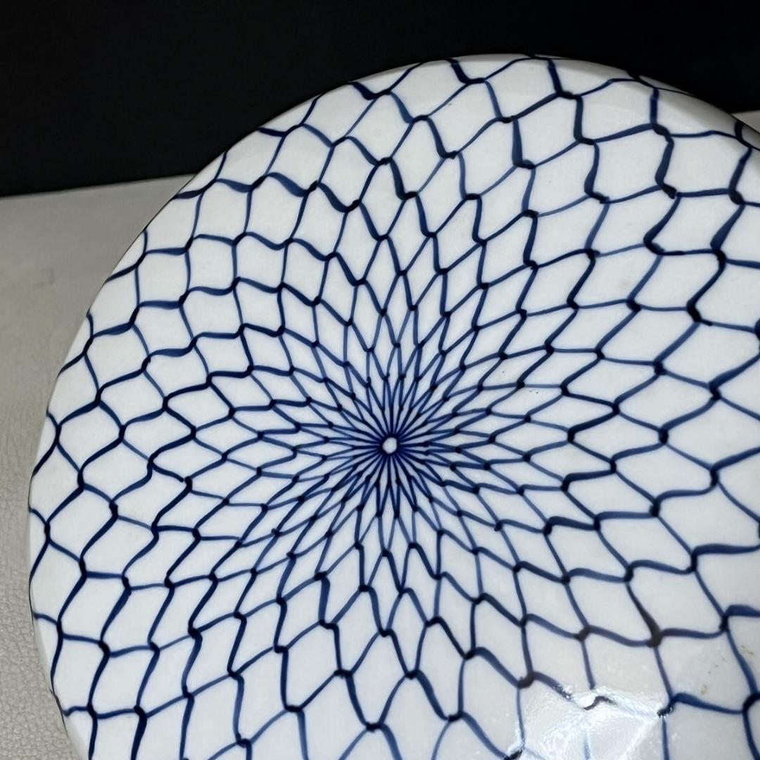 手塚祥堂 染付 網目 喰篭 共箱 平安 祥堂 喰籠 菓子器 茶道具 k3470