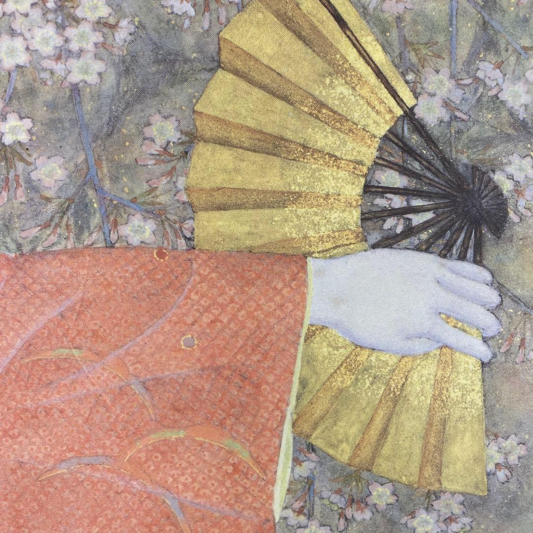 美品 掛け軸 日本画家 白鳥映雪筆「古城惜春」 桜 縁起物 美人画 おもてなし