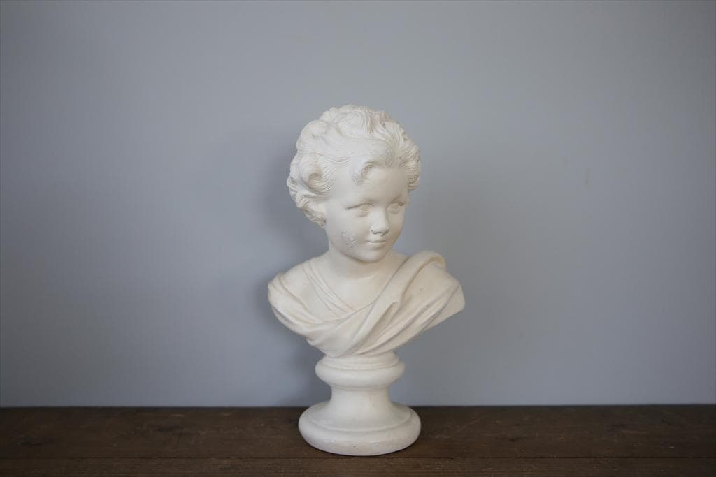 フランスアンティーク古い石膏製の胸像/彫像/石像/美術デッサン(86-12)