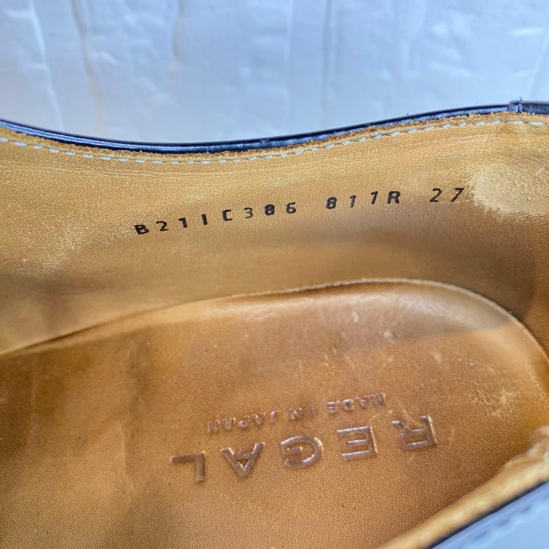 【美品】REGAL リーガル ストレートチップ 革靴 黒 27cm 811R