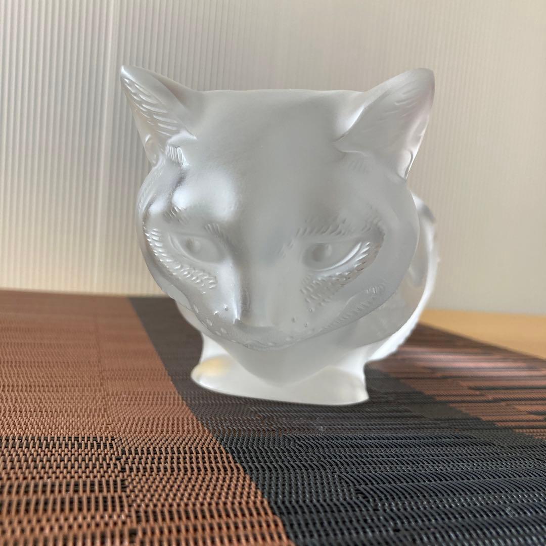 美品 ルネ・ラリック 猫の置物 伏せる猫 ファッション
